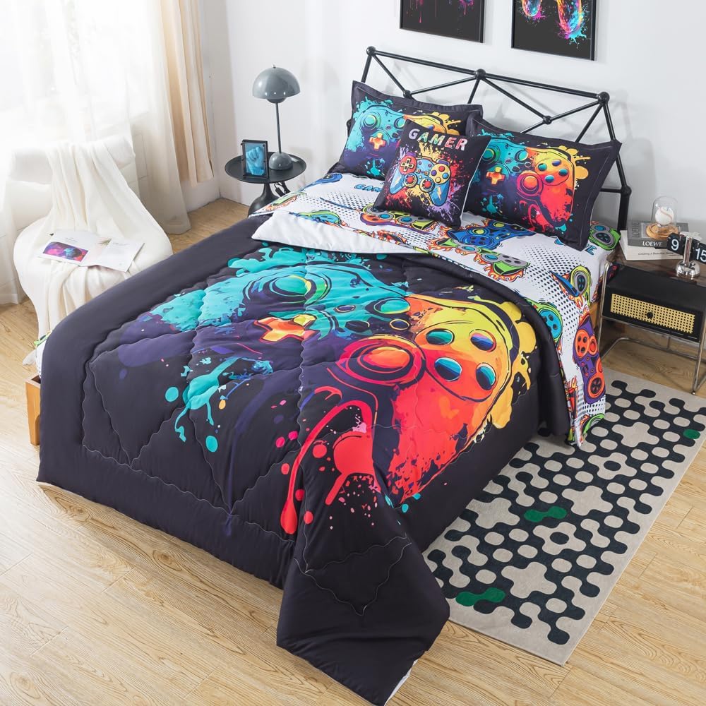 ADASMILE A S Gaming Comforter Set for Kids 6 Piece