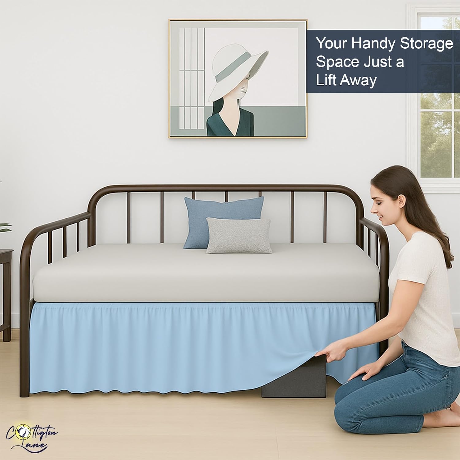 Cottington Lane Light Blue Daybed Skirt 14 Inch Drop Twin Size