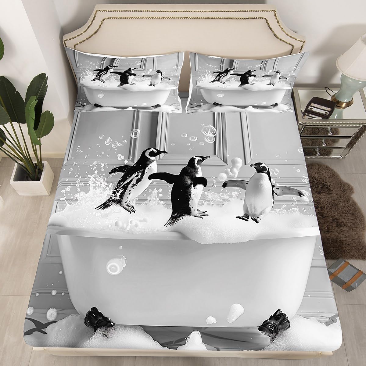 Manfei Cute Penguin Bedding Set Twin Size 1