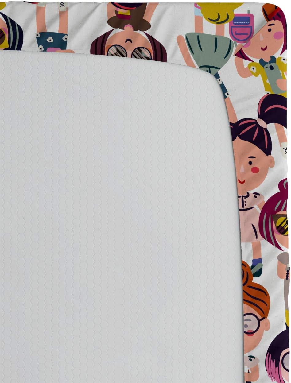 Ambesonne Girls Sheet with Cartoon Smartphones Design