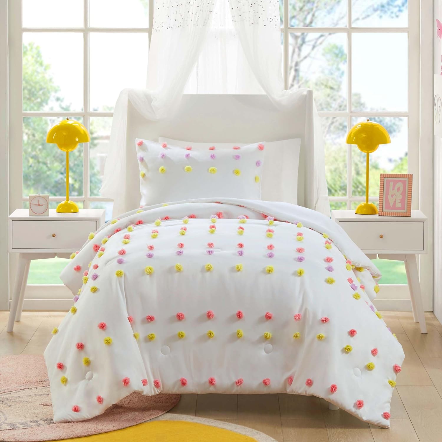Mi Zone Kids Queen Duvet Cover Set with Pompom and Sham