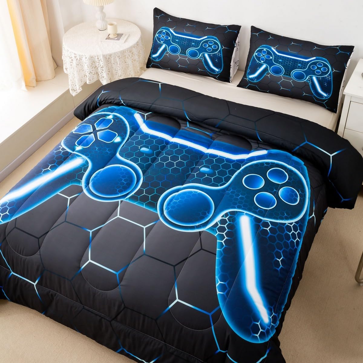 Feelyou Gaming Comforter Set Twin Size Blue