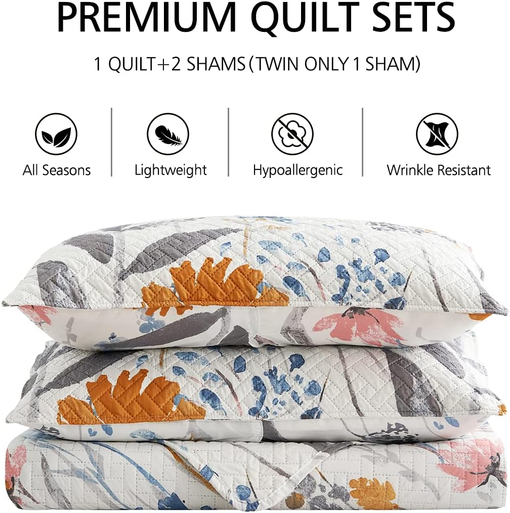 JML Boho Floral King Size Quilt Set 3-Piece