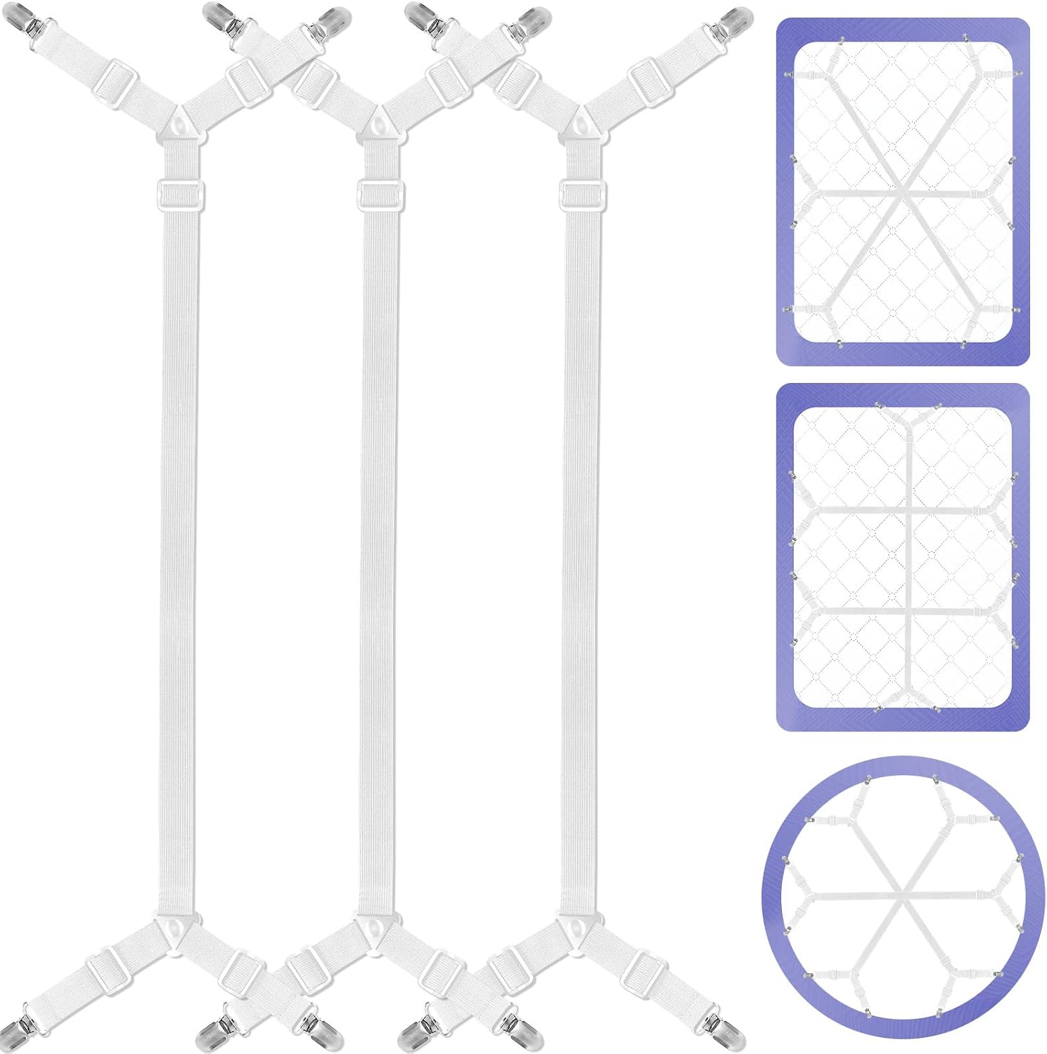 Tuyeabc Bed Sheet Straps 3 PCS Adjustable Crisscross Clips