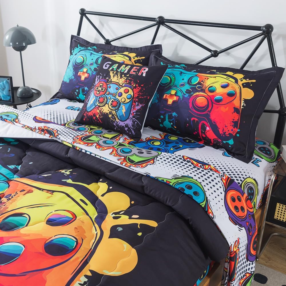 ADASMILE A S Gaming Comforter Set for Kids 6 Piece