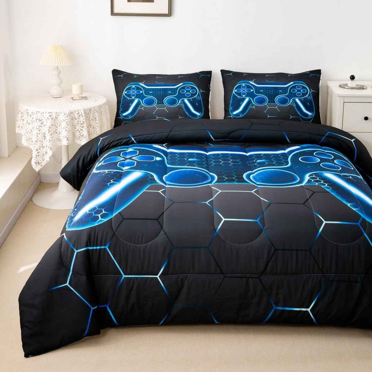 Feelyou Gaming Comforter Set Twin Size Blue