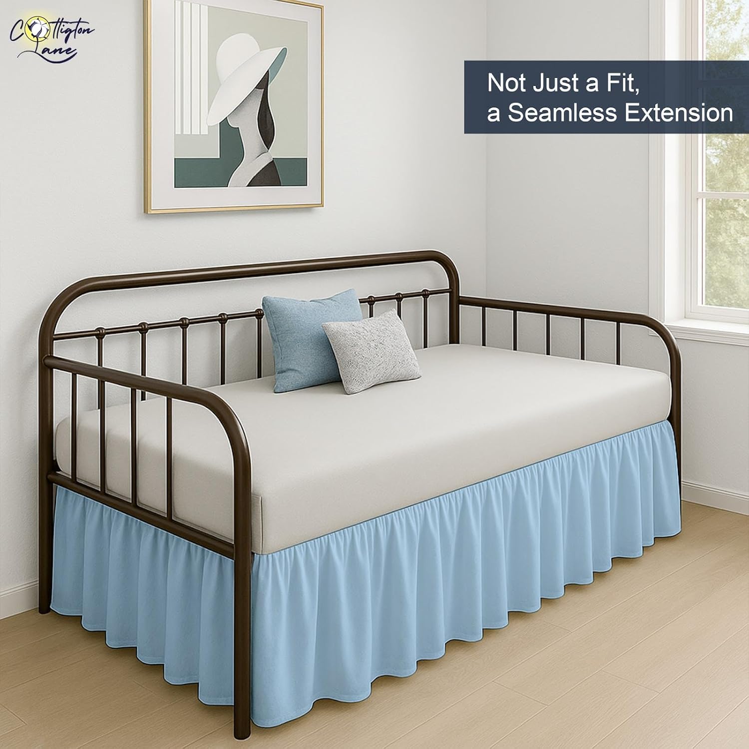 Cottington Lane Light Blue Daybed Skirt 14 Inch Drop Twin Size