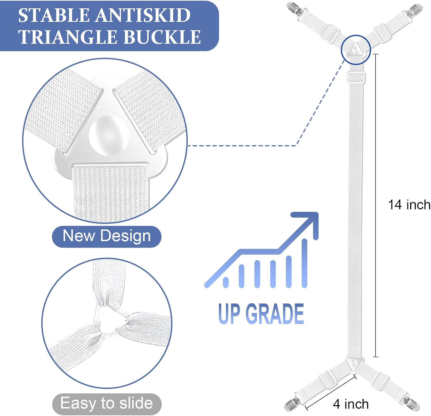 Tuyeabc Bed Sheet Straps 3 PCS Adjustable Crisscross Clips