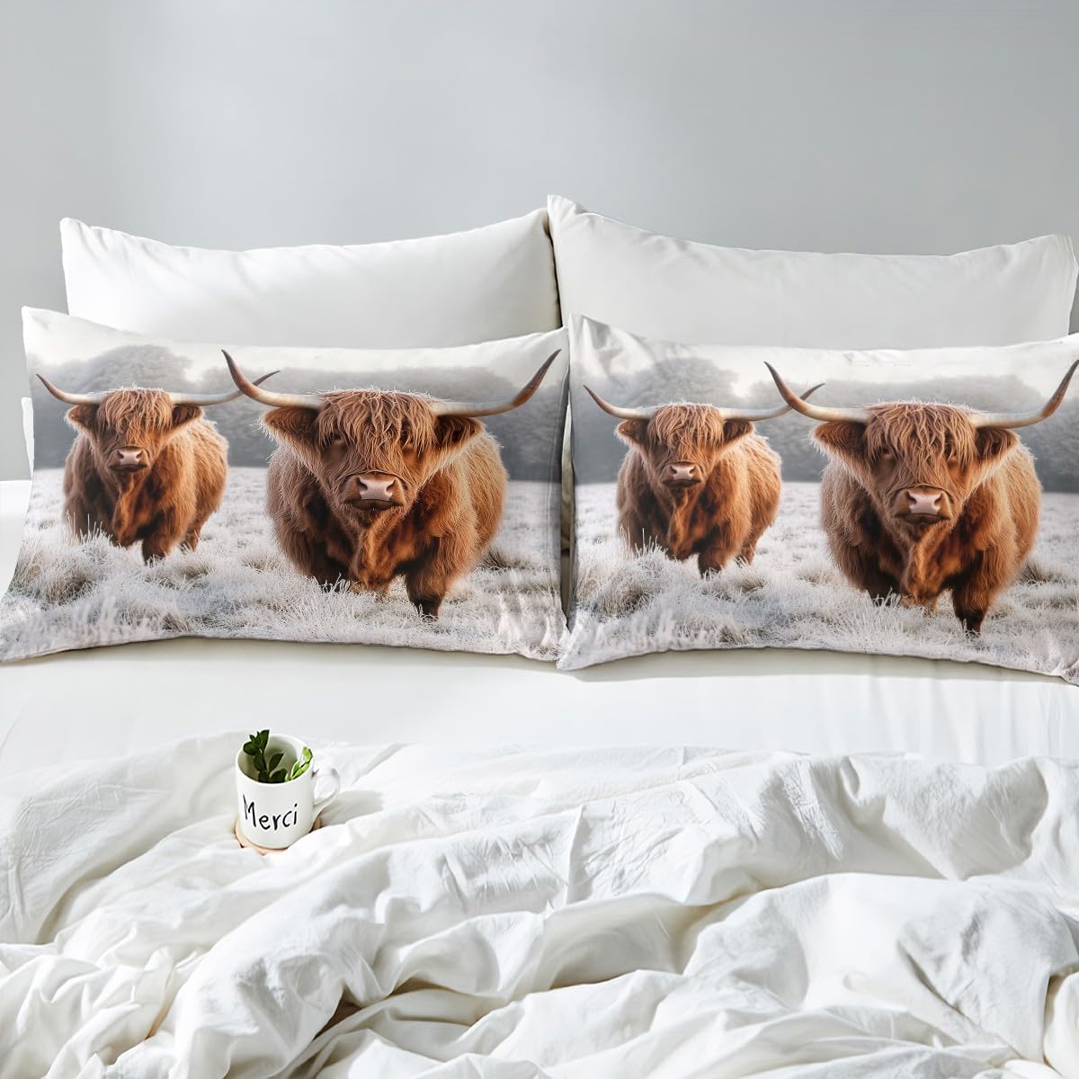Erosebridal Funny Brown Cow Fitted Sheet Set TwinXL