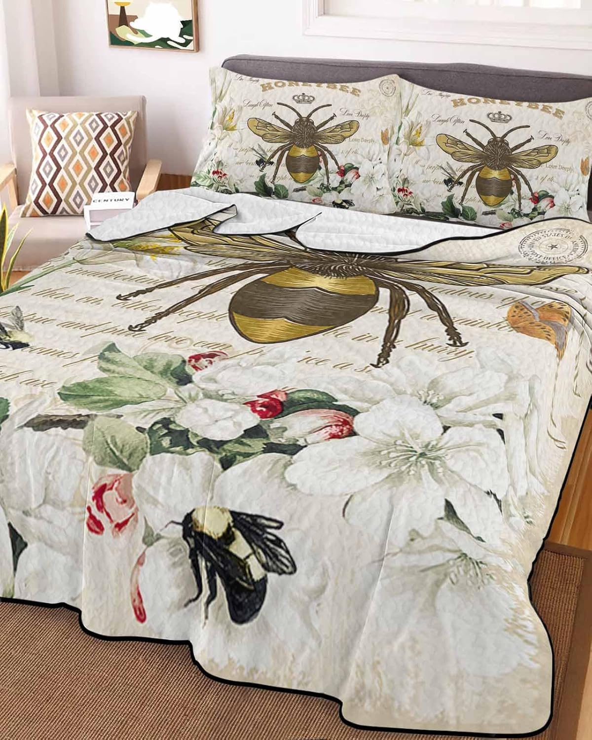 Chucoco Twin XL Quilt Bedding Set with Pillow Shams