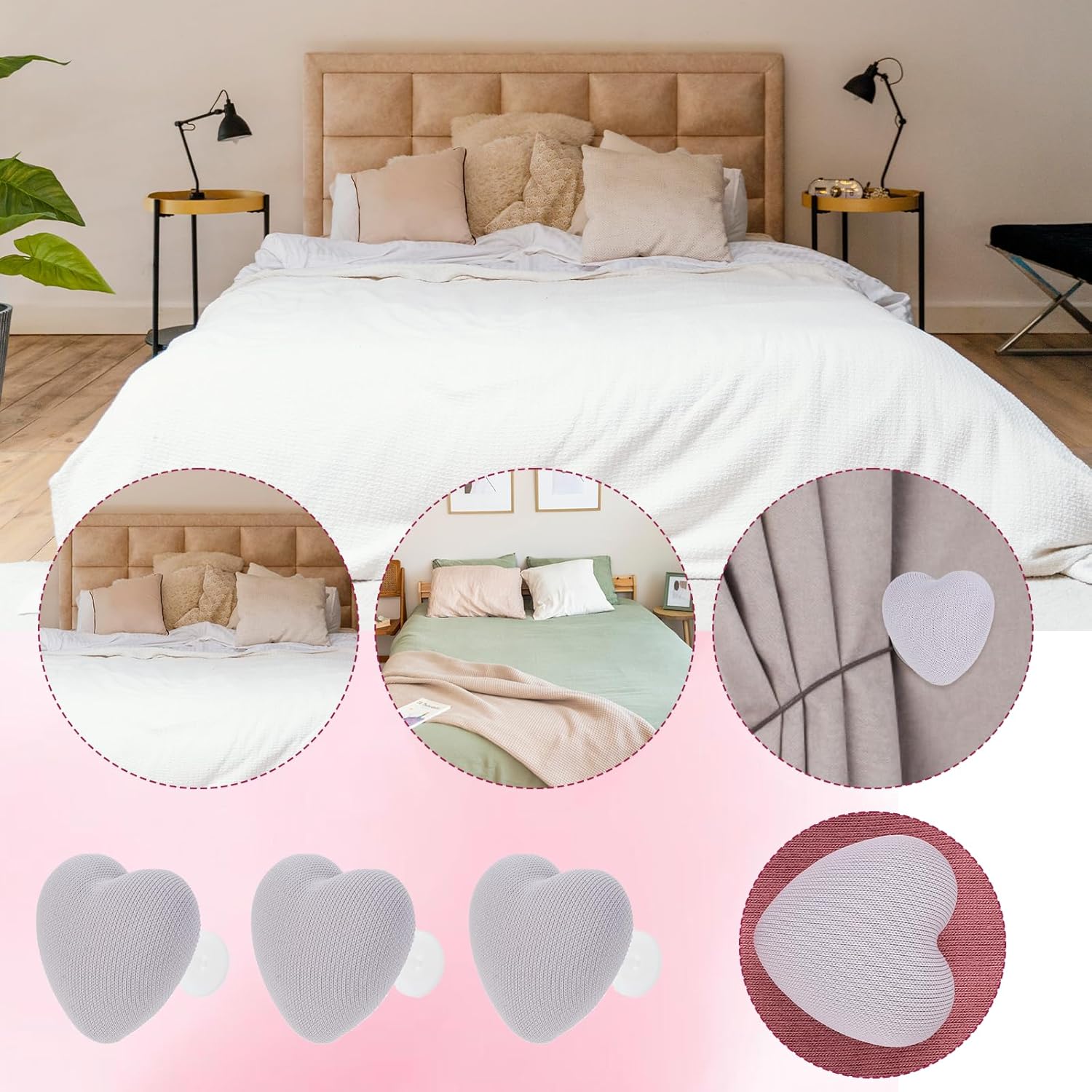 16Pcs Heart-Shaped Duvet Clips with Pins for Bedding and Curtains