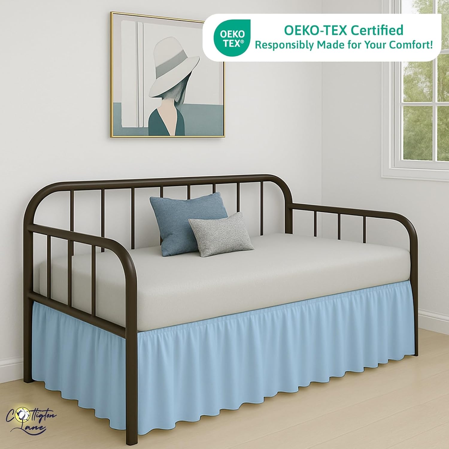 Cottington Lane Light Blue Daybed Skirt 14 Inch Drop Twin Size