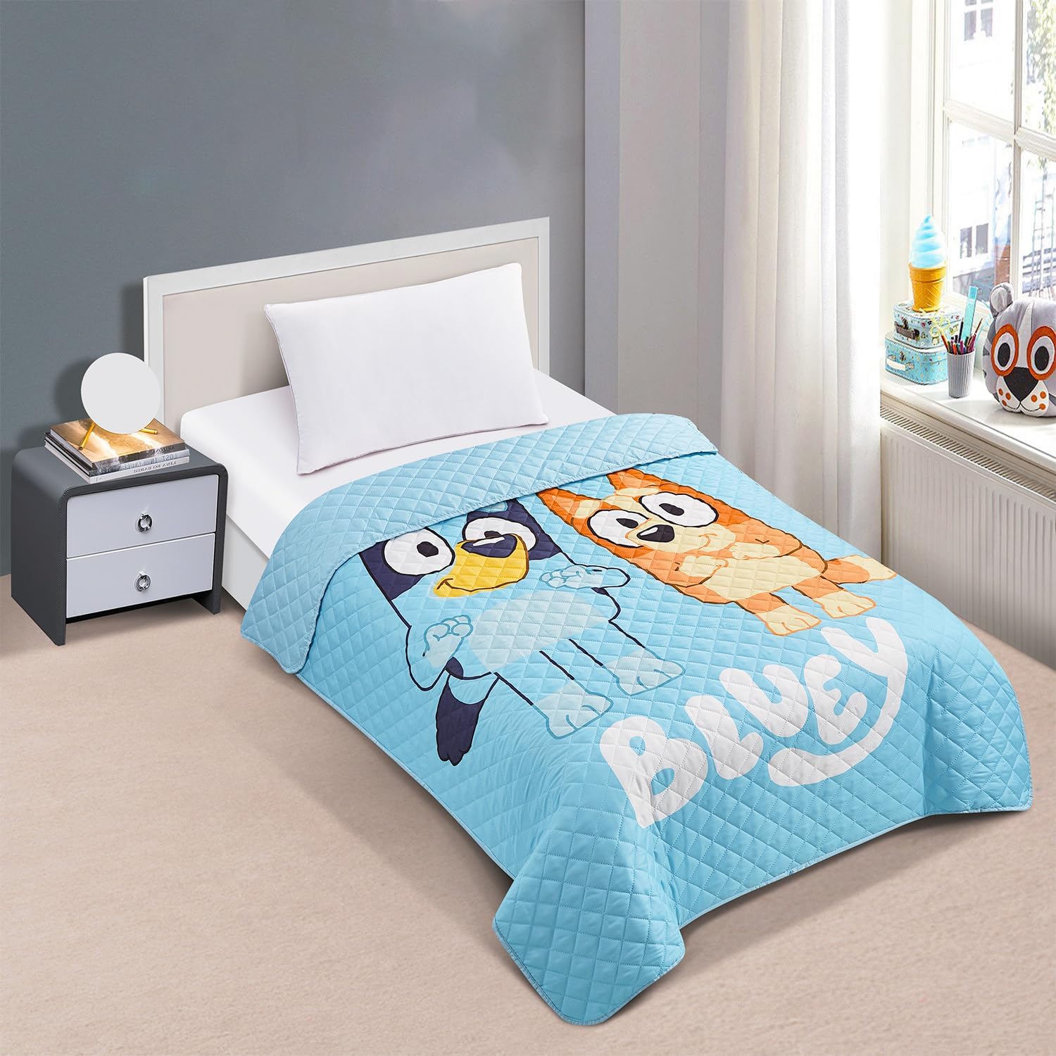 Bluey Bedding Set Twin - Includes Bedspread Sheets Pillowcase Stickers Decor