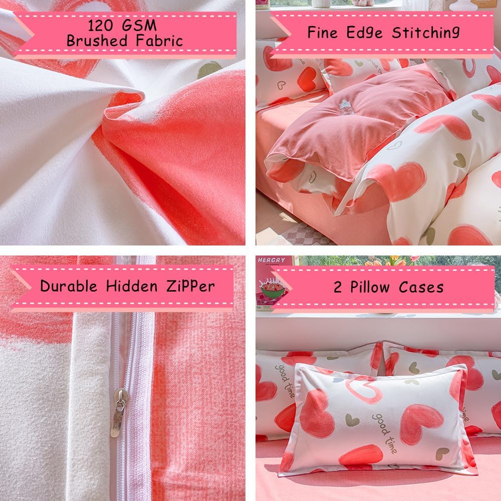 OranFran Kids Love Hearts Duvet Cover Set 3PCS
