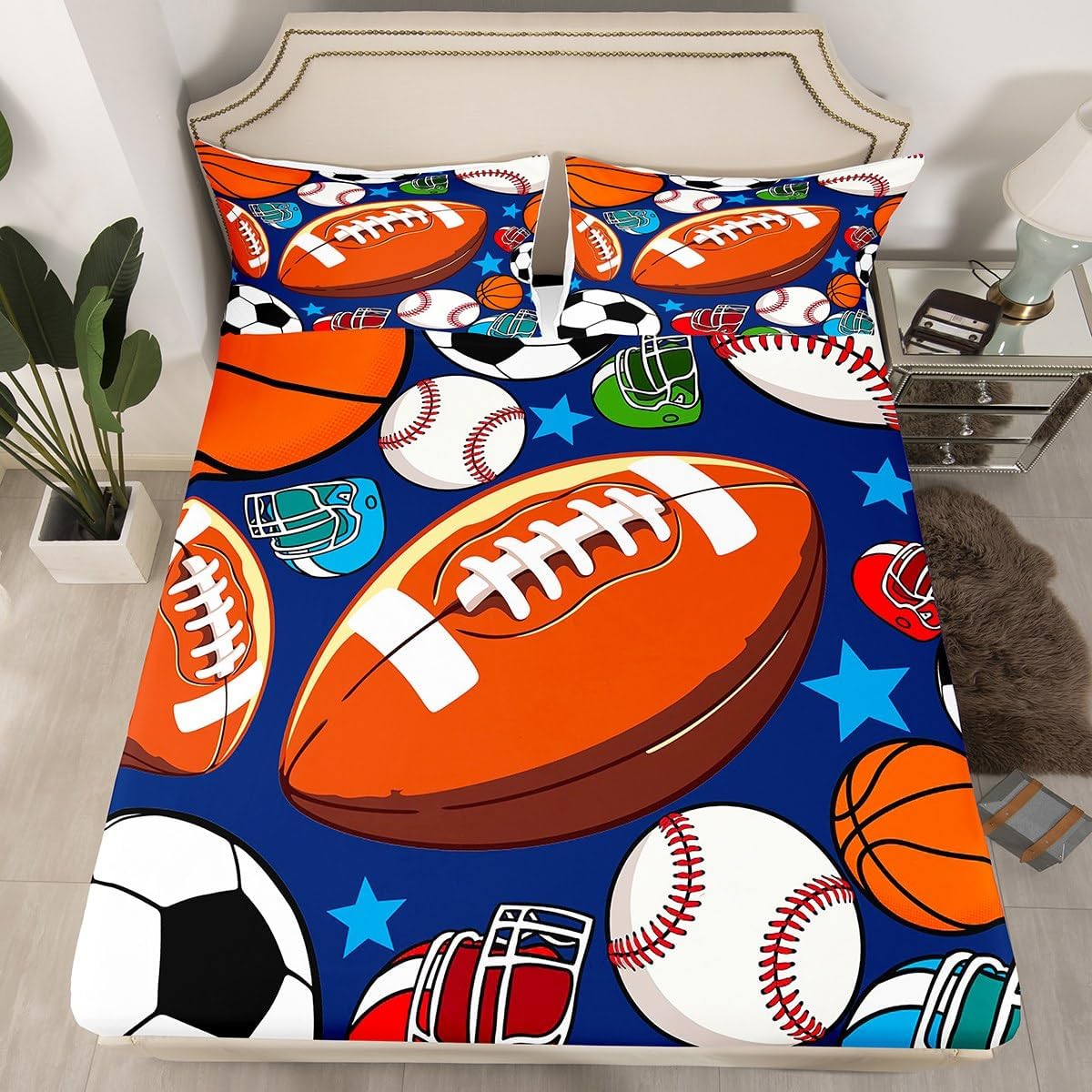 Erosebridal Soccer Bed Sheets Twin Set