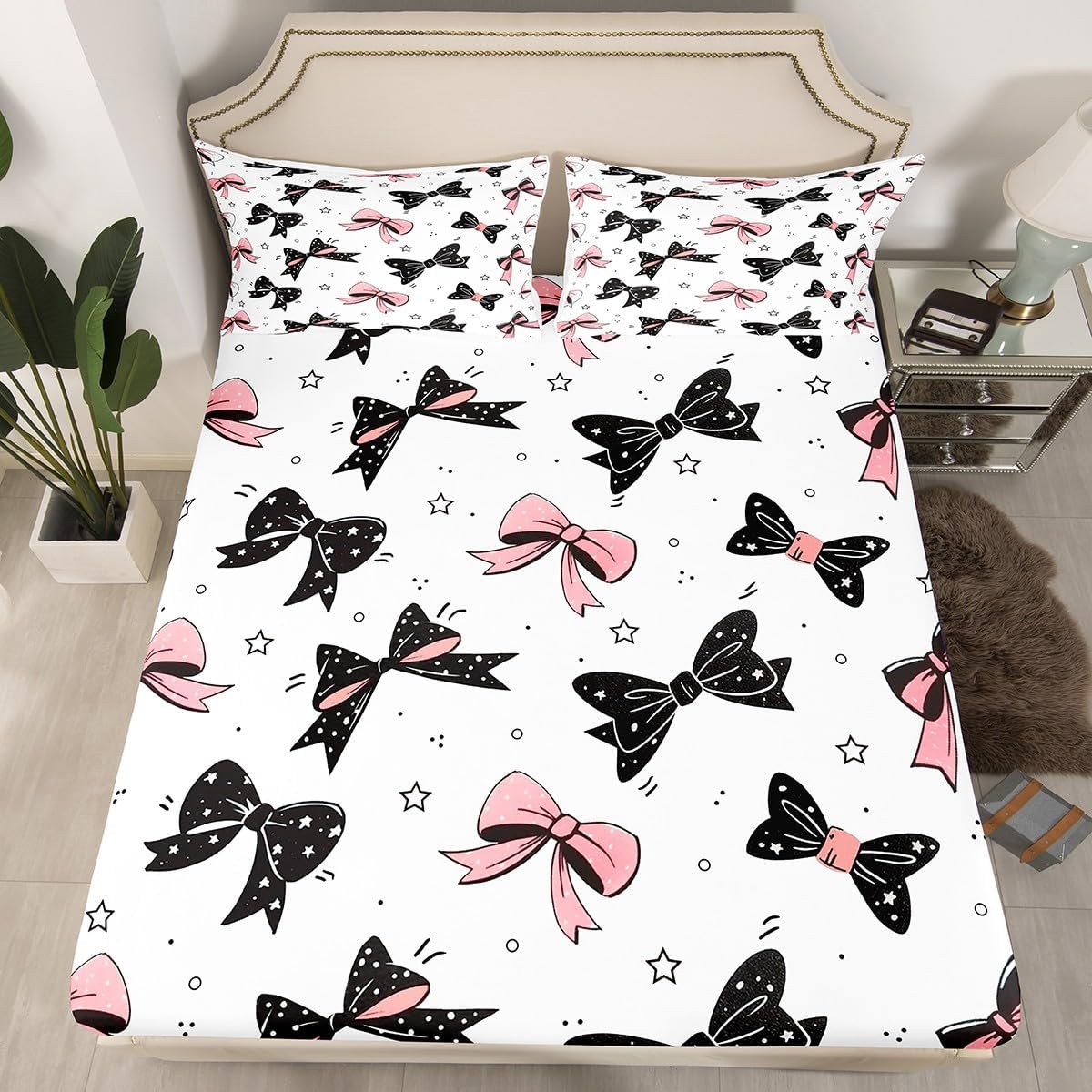 Feelyou Bowknot Bed Sheet Set for Girls 1