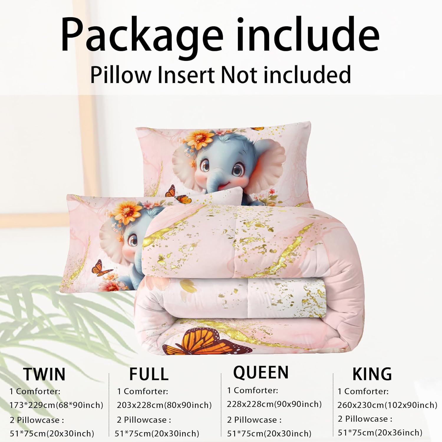Marble Print Elephant Comforter Set Twin for Kids