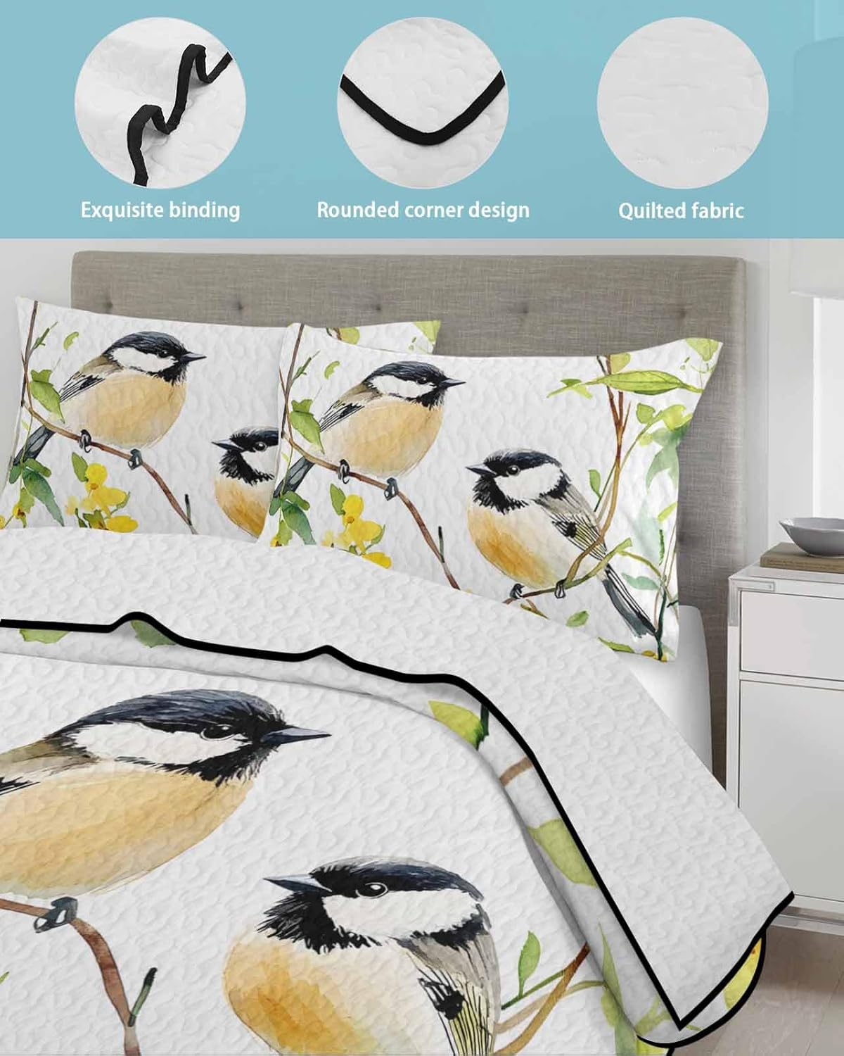 Chucoco Twin XL Quilt Bedding Set with Soft Coverlet and Pillow Shams