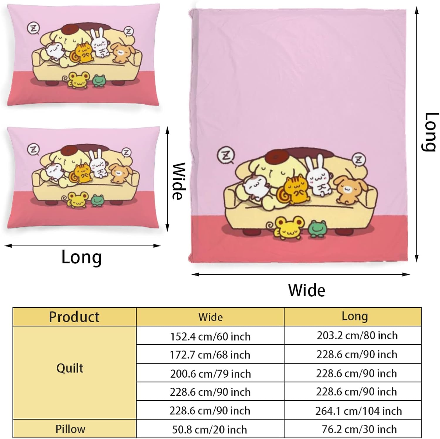 DIEZ Pompompurin Comforter Cover Set 3pc Pink Anime