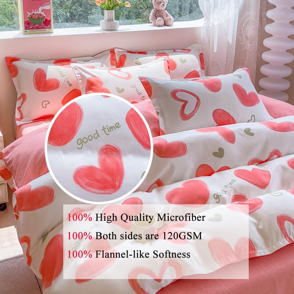 OranFran Kids Love Hearts Duvet Cover Set 3PCS