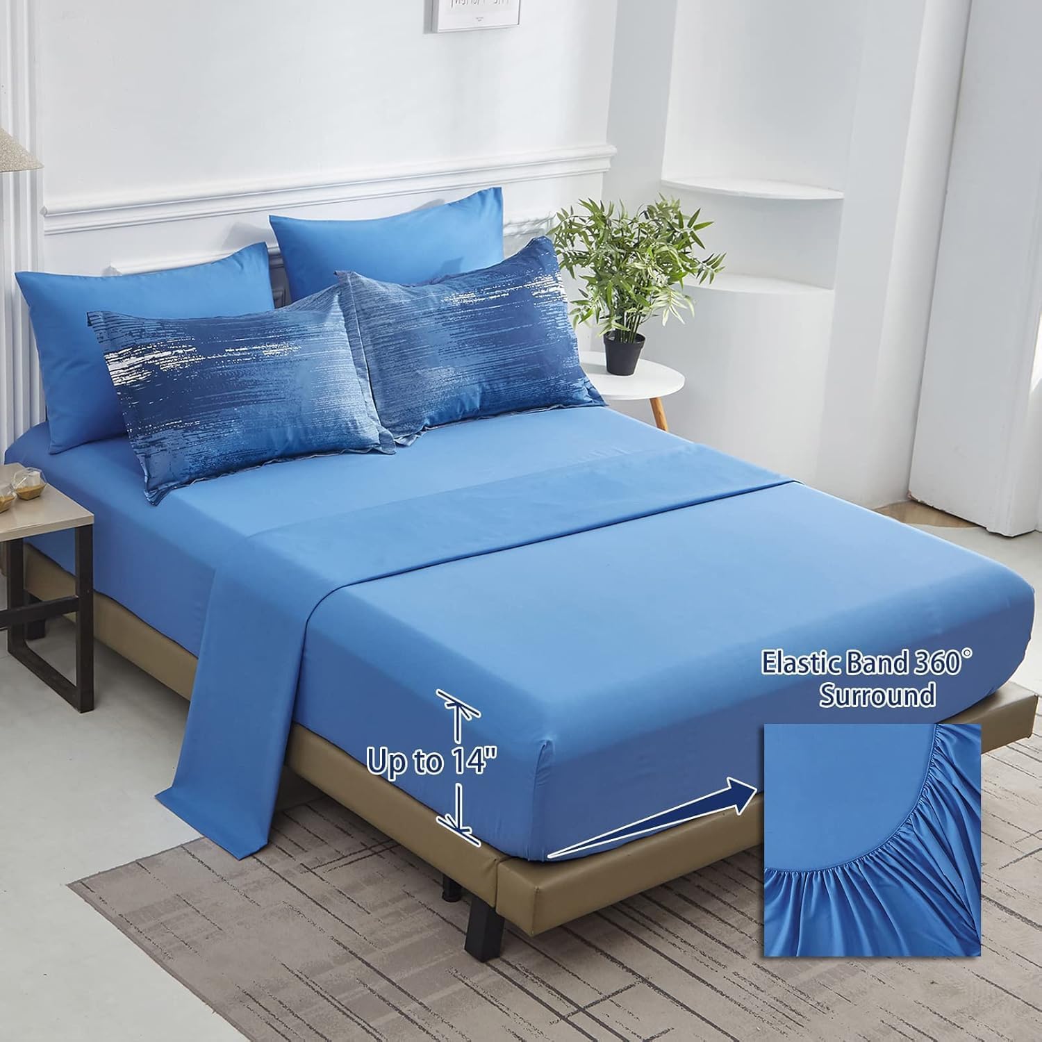 Dinjoy Ombre Blue Comforter Set Twin Size Reversible