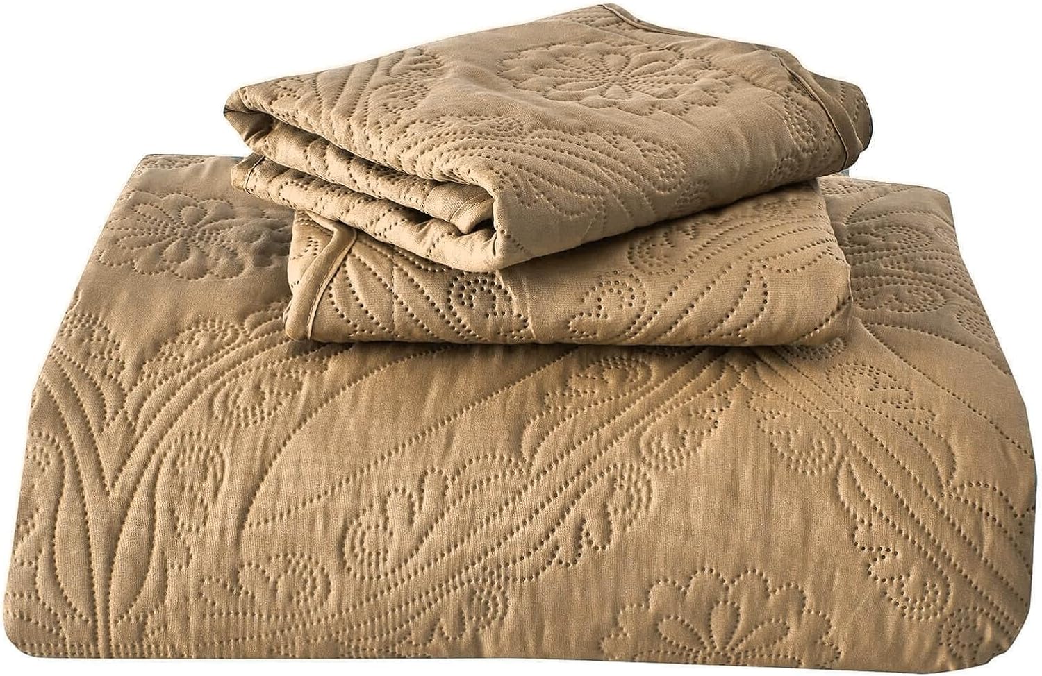 Kingnex Oversized King Bedspread Set 3 Piece Beige