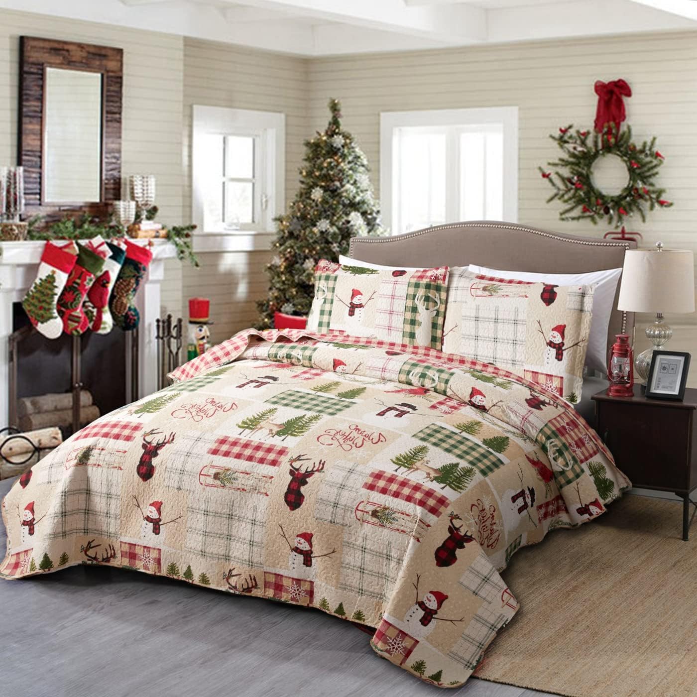 Jessy Home Christmas Quilt Set Twin Size