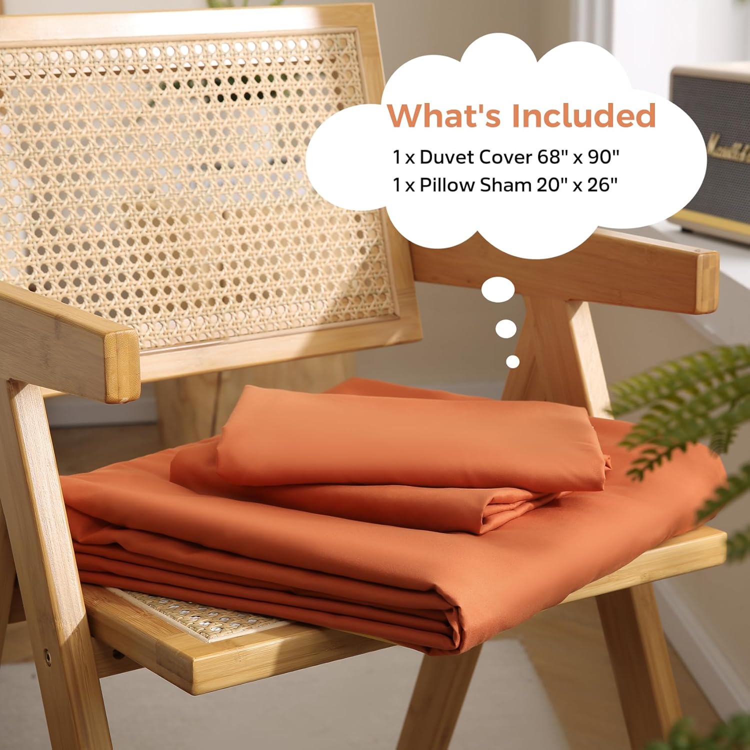JSD Burnt Orange Duvet Cover Set Twin Size 2 Piece