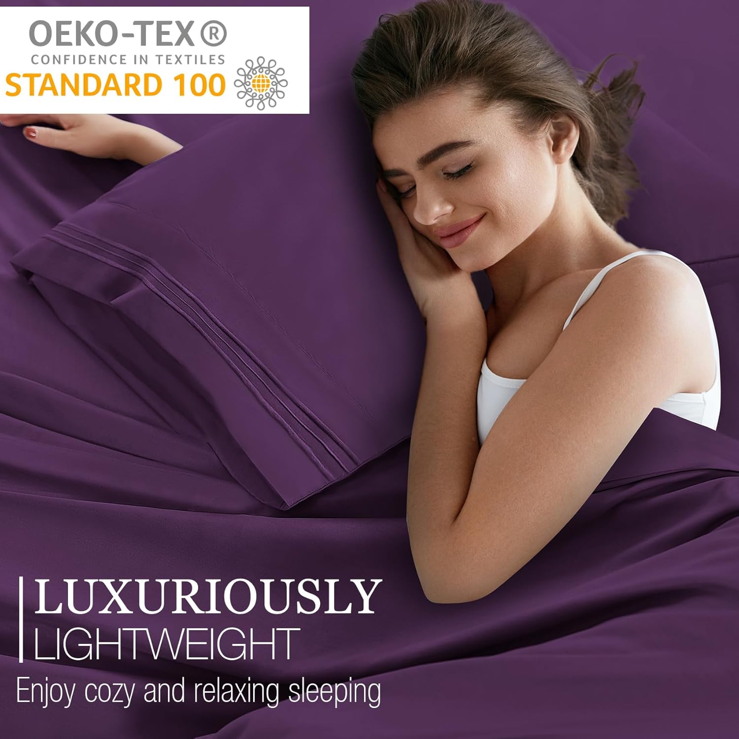 Yibeizi Twin XL Purple Cooling Microfiber Sheet Set
