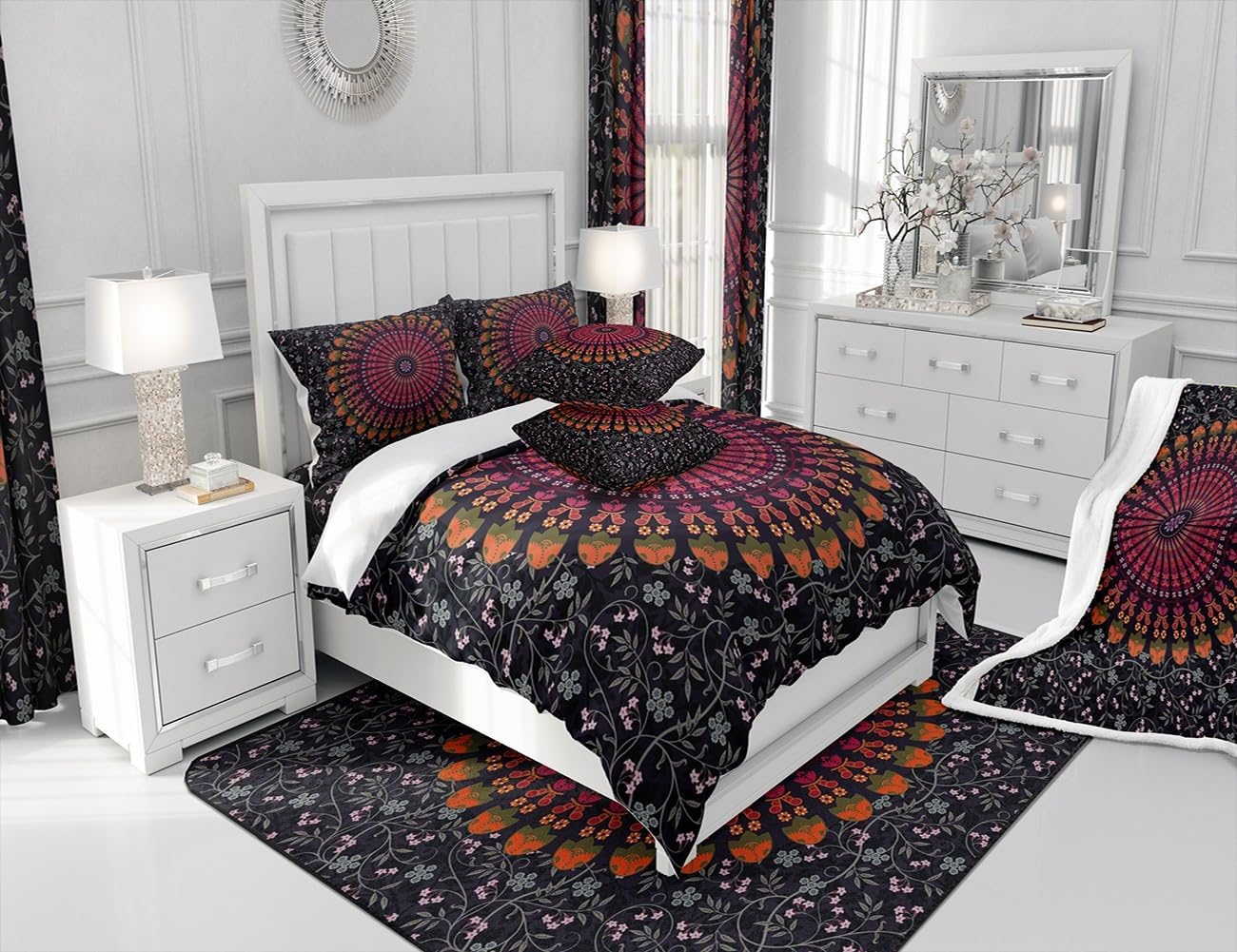 Feelyou Boho Mandala Comforter Set Twin Size