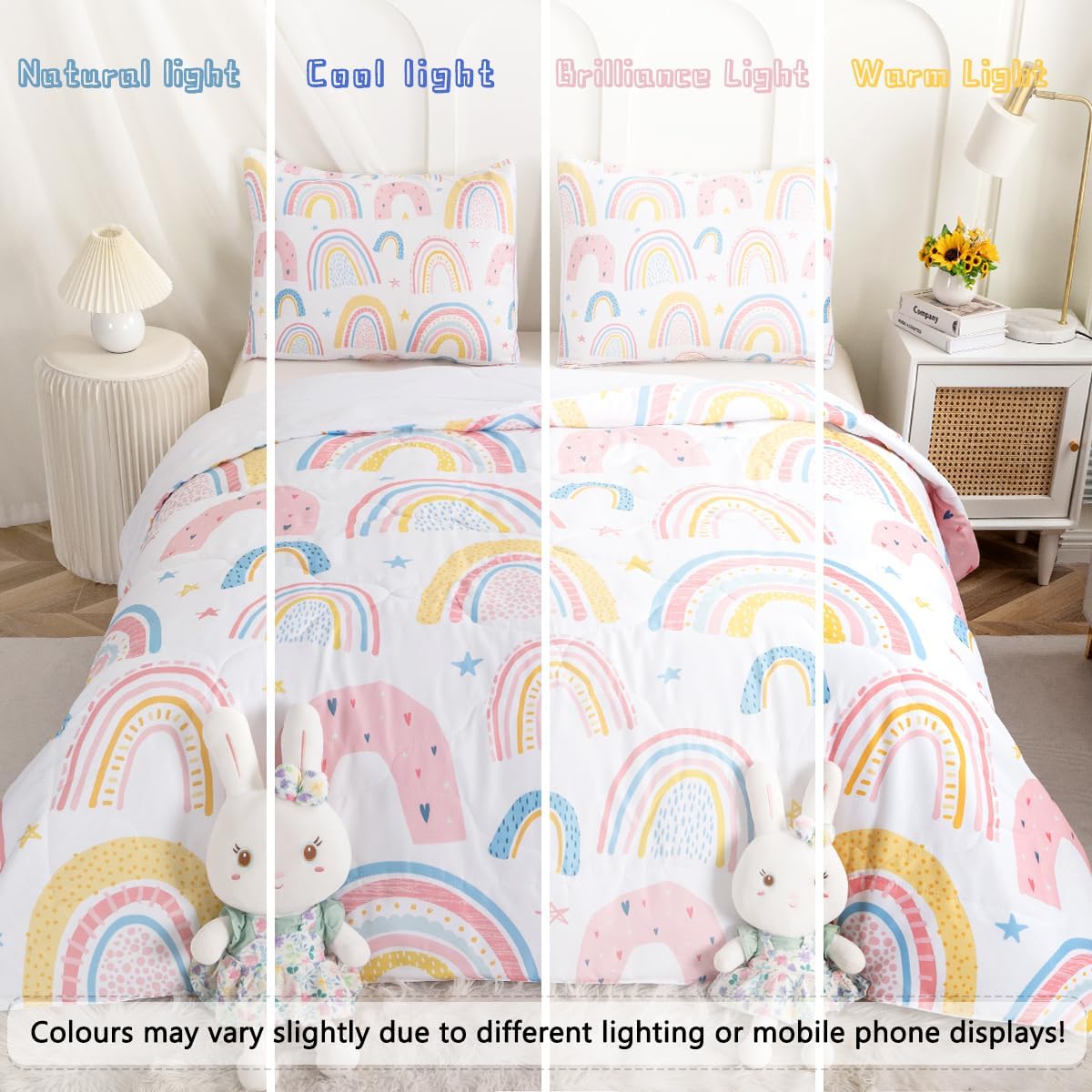 BEDMUST Rainbow Queen Comforter Set 3 Piece