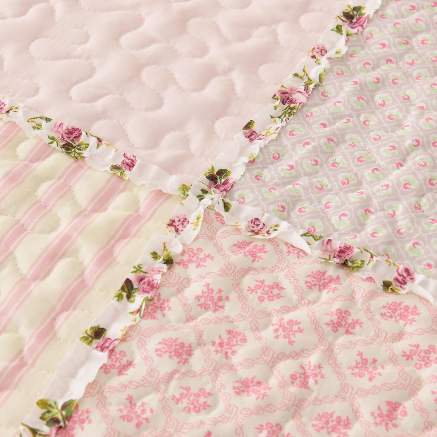 Cmfshape Floral Quilt Bedspread Queen Size 3 Piece Set