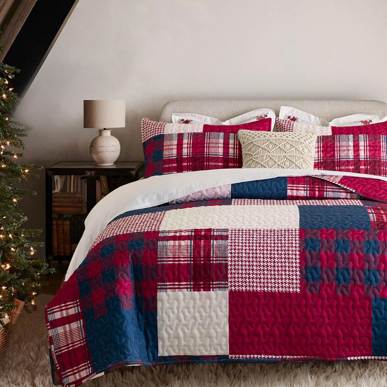 DURLENGEN Boho Quilt Set King 3Pcs
