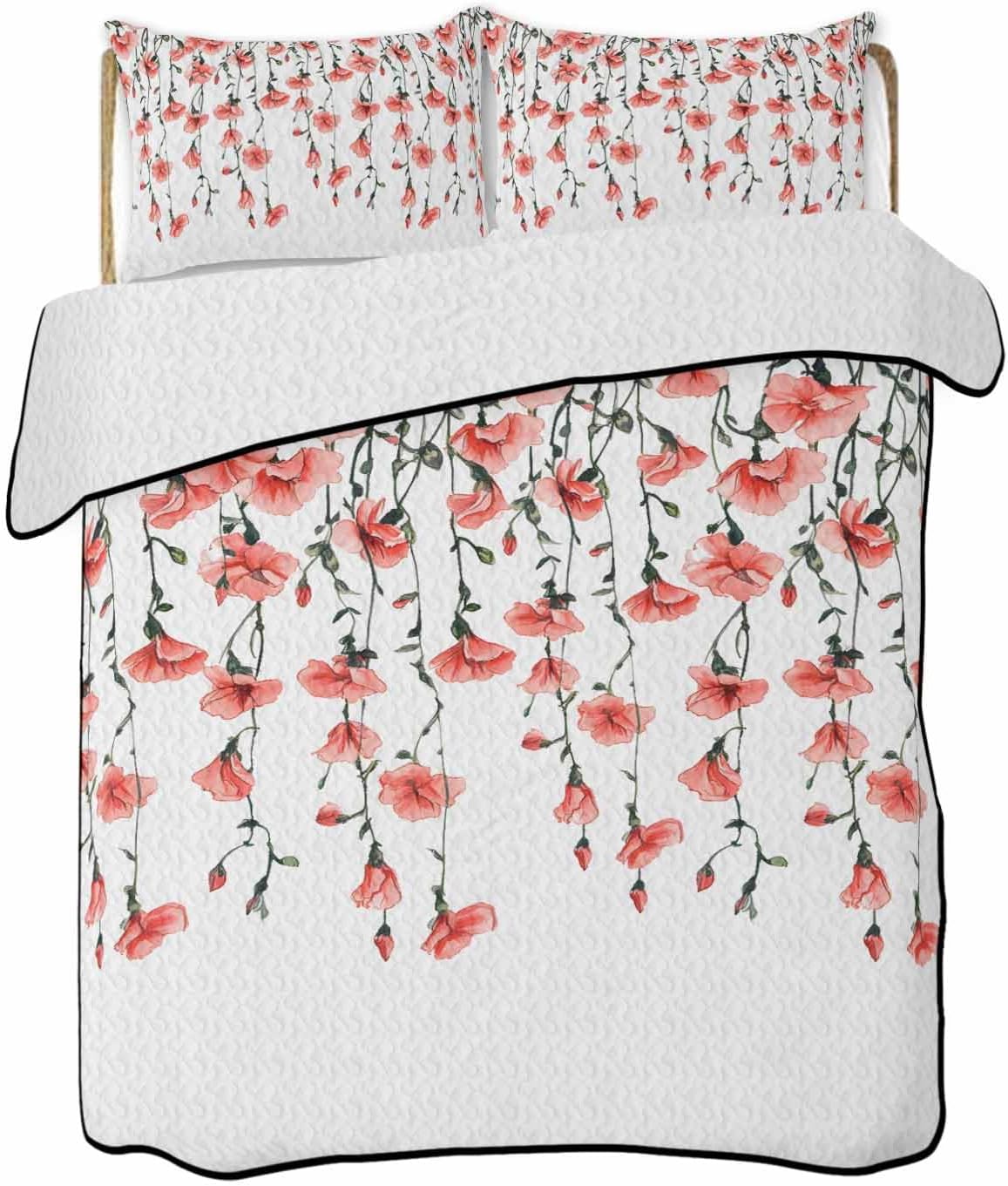 Print Picture Arthome Twin XL Floral Quilt Set