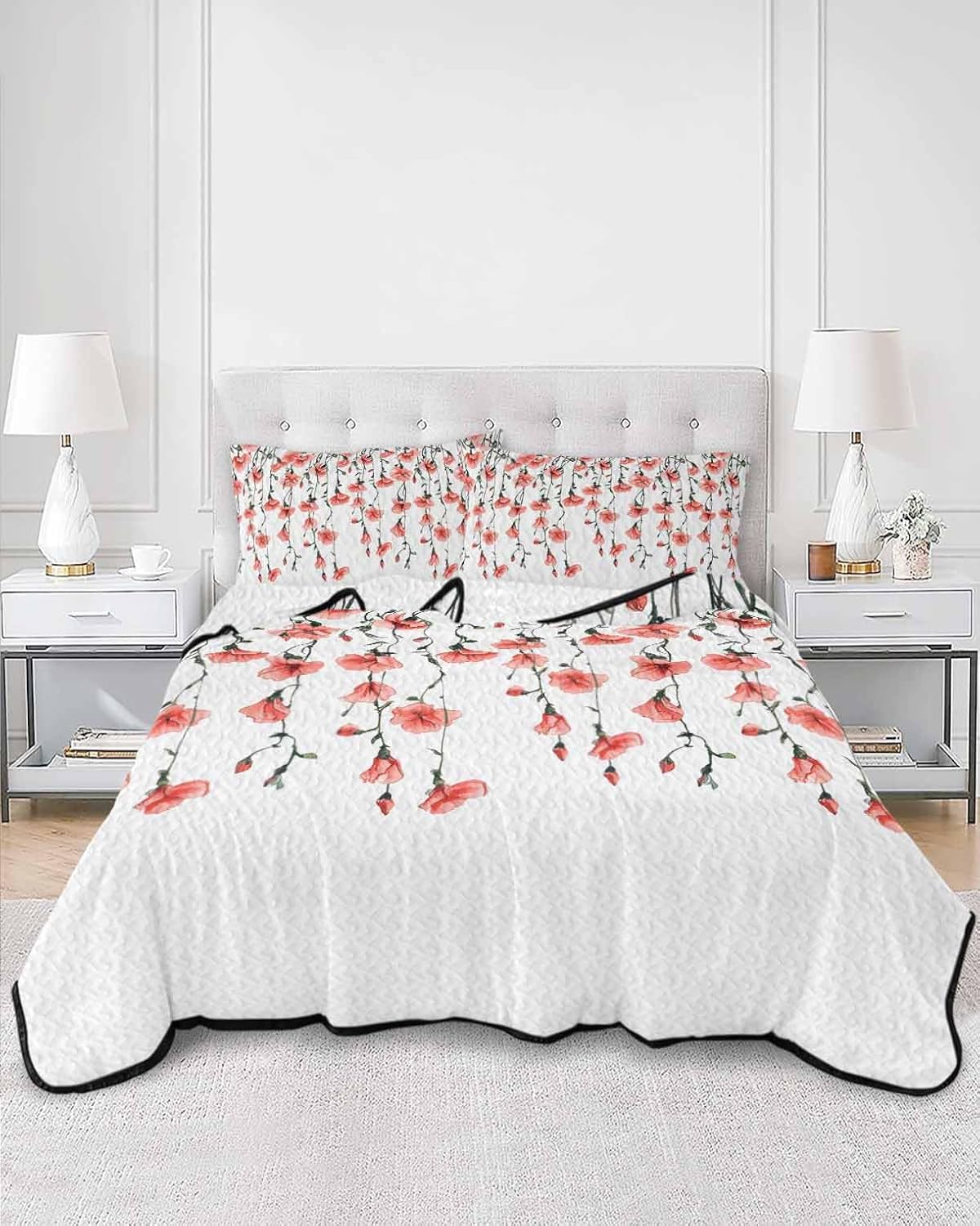 Print Picture Arthome Twin XL Floral Quilt Set