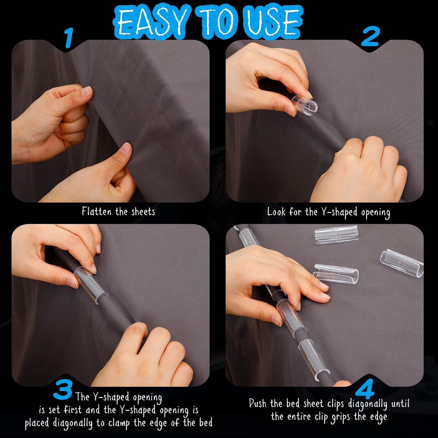 Yookeer 12 Pcs Clear Bed Sheet Grippers