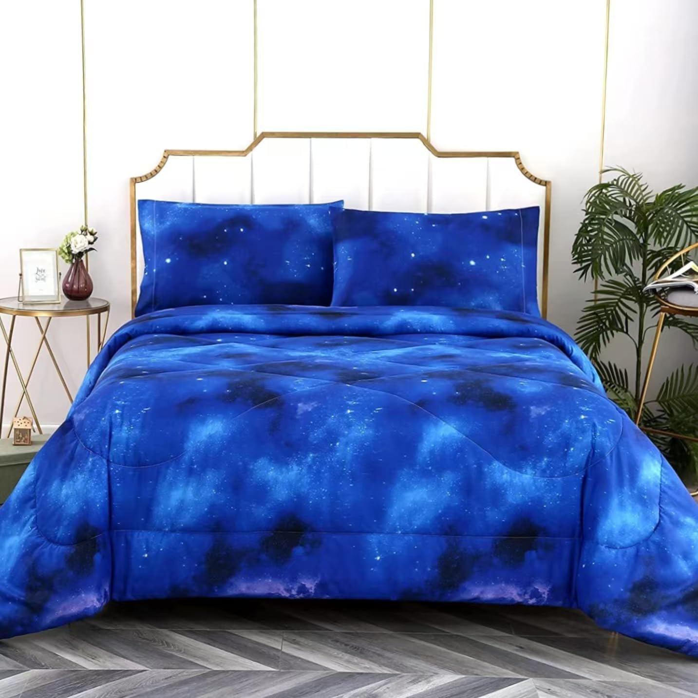 SDIII 3PCS Blue Galaxy Comforter Set Twin