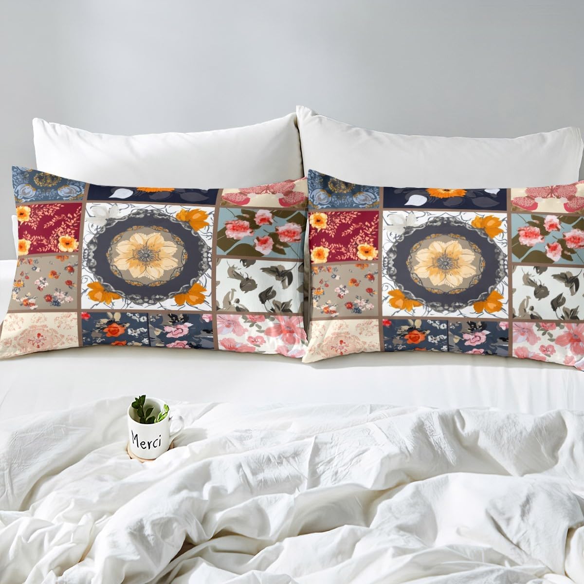 Boho Floral Patchwork Fitted Sheet Set Twin Size