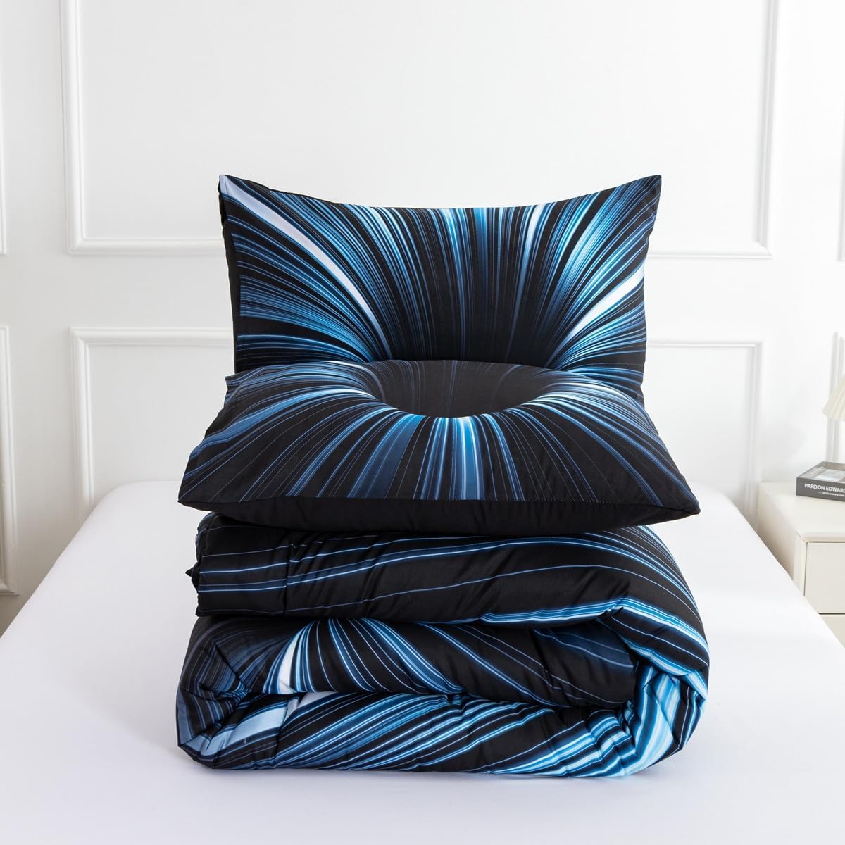 NTBED 3D Geometric Comforter Set for Kids Boys Teens Blue Twin