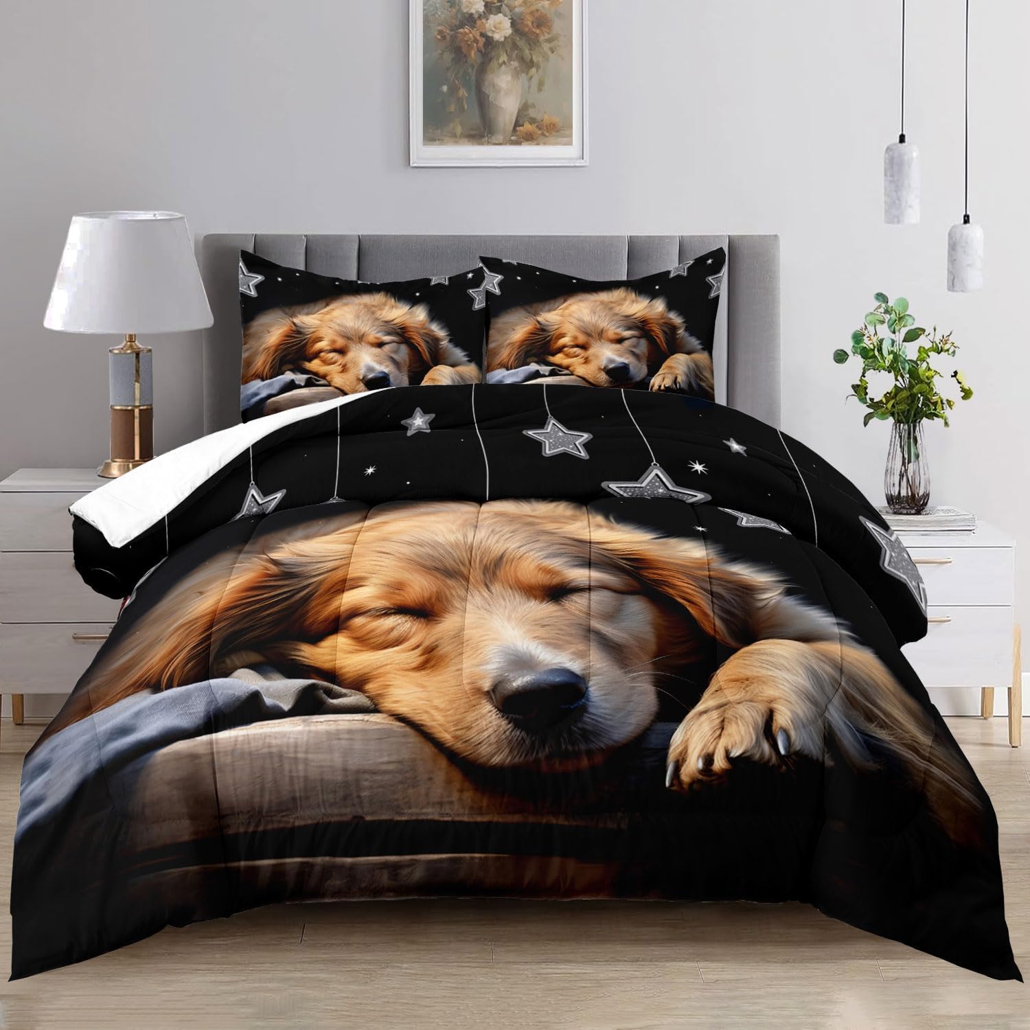 Raphus Cucullatus Dog Print Comforter Set Twin