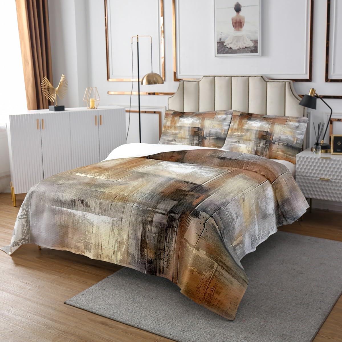 Erosebridal Ombre Bedspread King Size Brown Gradient Quilt Set