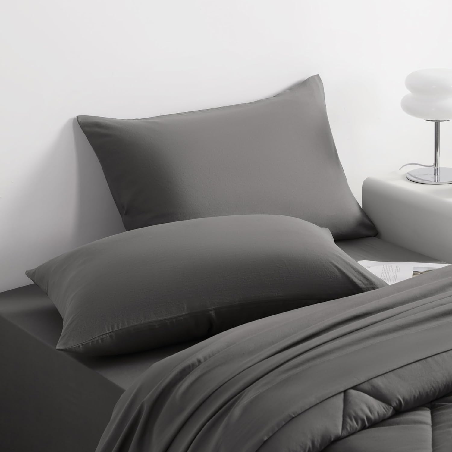 NTBAY Twin Bed in a Bag Set 5 Pieces Dark Grey Kids Bedding