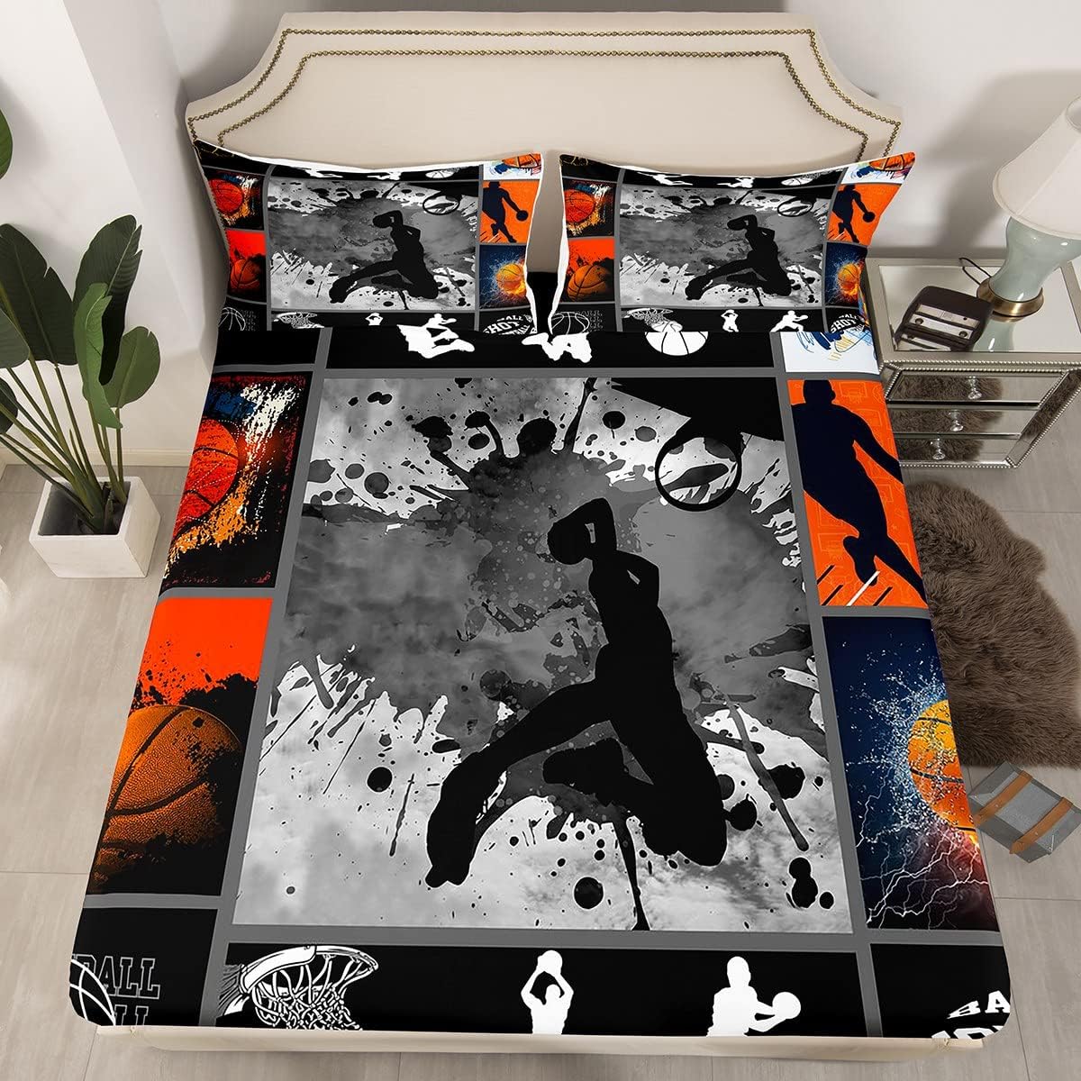Erosebridal Water Fire Basketball Bed Sheets Twin Set 1