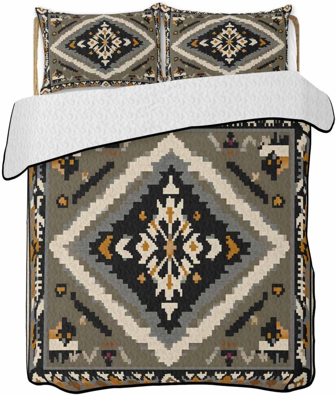 Chucoco Twin XL Quilt Bedding Set with 3 Piece Abstract Pattern