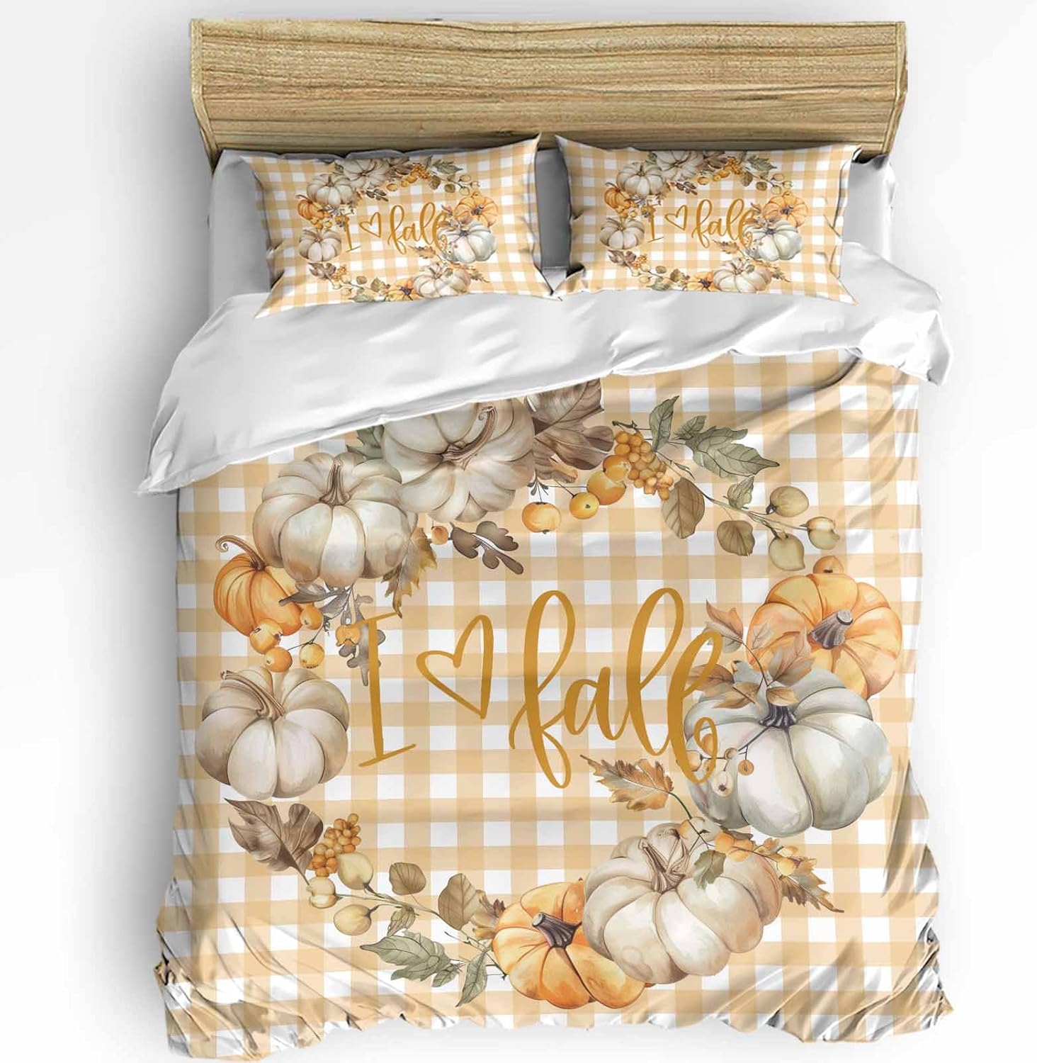 OComster California King Duvet Cover Set with Fall Floral Design