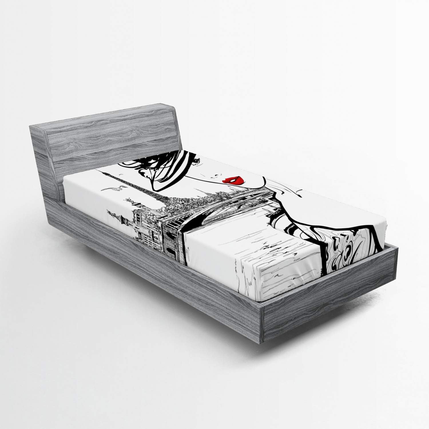 Lunarable Paris Fitted Sheet - Twin Size