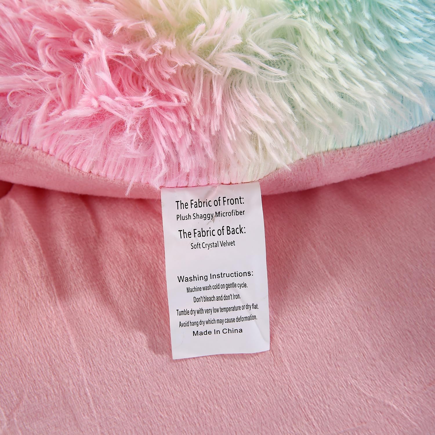 WINLIFE Rainbow Tie Dye Faux Fur Comforter Set Twin