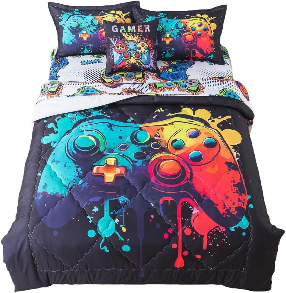ADASMILE A S Gaming Comforter Set for Kids 6 Piece