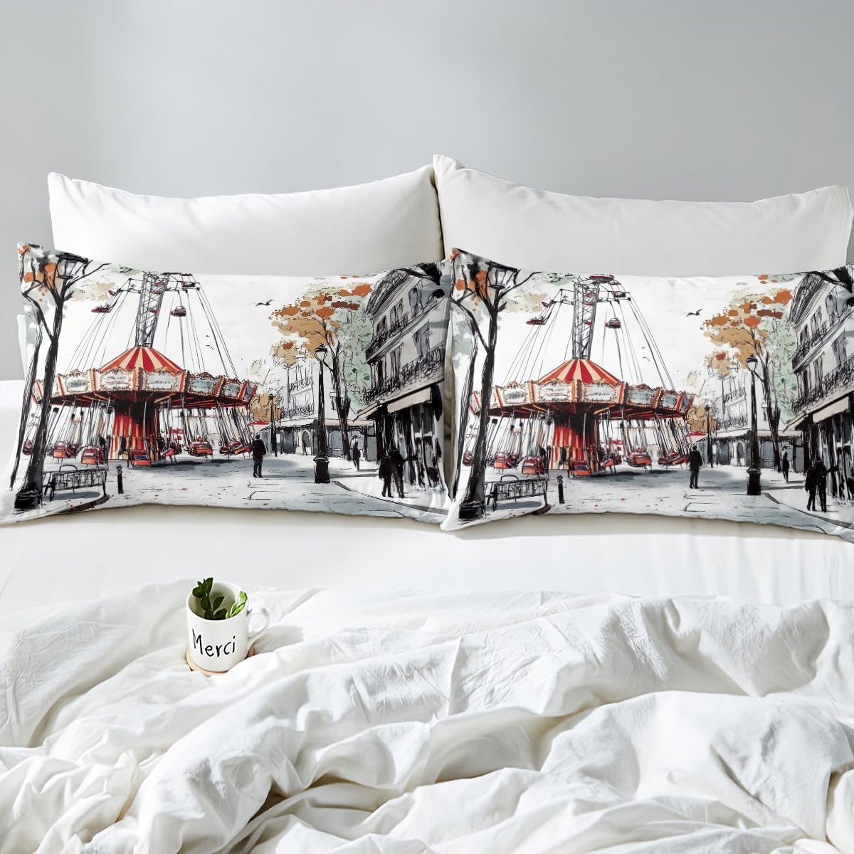 Erosebridal Retro Carousel Bed Sheets Set Twin