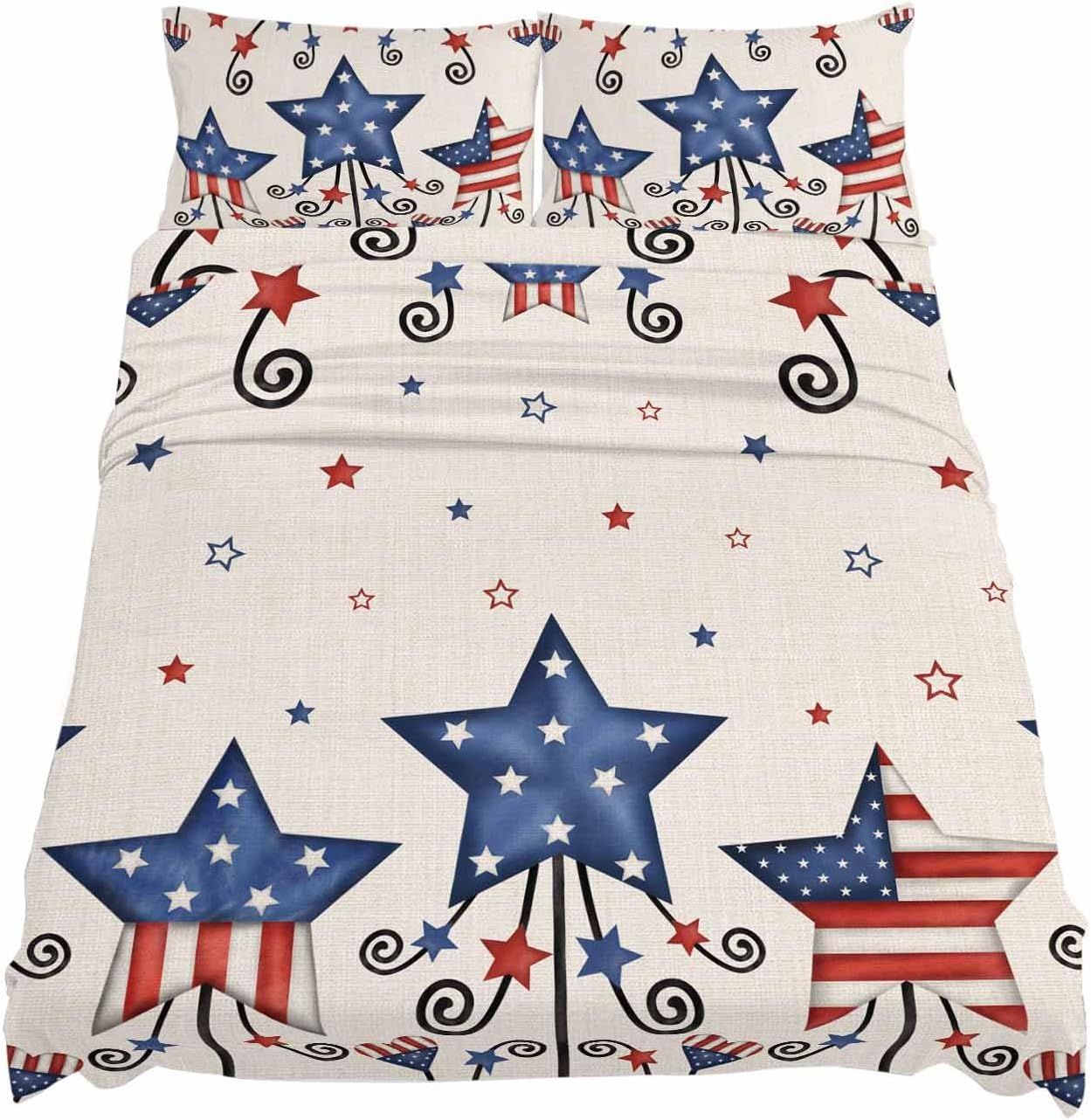 Boanket Cal King Sheet Set 4th of July 4 Piece Soft Microfiber